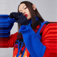 ERDOS 秋冬半高领山羊绒衫宽松百搭手撕边装饰女士针织衫