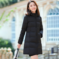森团职业羽绒棉服女中长款黑