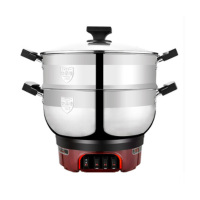 企购优品304不锈钢多功能电热锅电炒锅电煮锅电火锅多用电蒸锅