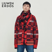 刘雯联名款 ERDOS复古格纹拼色设计水波纹披肩刘雯同款外套