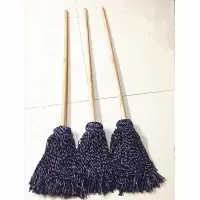 木杆拧水拖把吸水老式普通墩布圆头全棉线毛巾布条墩布