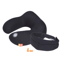 吉吉(GiGi)汽车U型枕头枕护颈枕 G-1333太空记忆棉飞机旅行枕 午休枕3件套 黑色