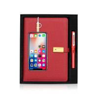 优必利 A5充电记事本 送礼套装 笔记本充电宝/U盘/签字笔 礼盒文具会议活页本套装 可定制logo 3052红色