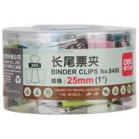 得力(WB)8488(混)卡通长尾票夹筒装(24只/筒)
