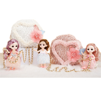 雅斯妮儿童公主时尚过家家潮流娃娃爱心毛绒包包斜跨手提饰品单肩手提拉链包女孩生日礼物755-167