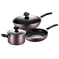 爱仕达盛世魅丽新不粘锅具套装(炒锅煎锅汤锅)三件套PL03Z1TG