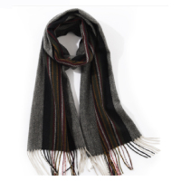 羚羊早安商务 男士格子羊毛围巾男气质柔软冬季围巾