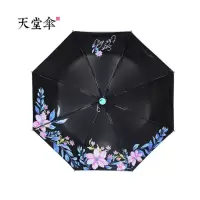 天堂伞 8骨黑色烤漆骨架防晒天堂伞 一见钟情 粉红/浅紫/米黄/天蓝/嫩绿 购买备注 蓝色