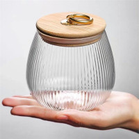 S-还真竖纹玻璃茶叶罐11*11.4cm密封防潮储物罐140g/个