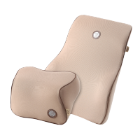 吉吉(GiGi)汽车头枕腰靠 G-1107+1110太空记忆棉腰靠垫 护颈枕 两件套杏色