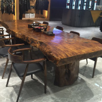 loft简约长条桌会议桌美式工业风桌原木办公长餐桌茶桌实木大板桌