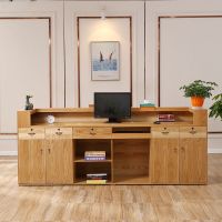 收银台前台复古简约现代创意日式实木柜台中式店铺小型吧台接待台 原木色 300x60x100cm