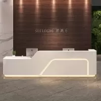 烤漆前台接待台公司迎宾办公桌高低吧台简约现代美容院收银台定制