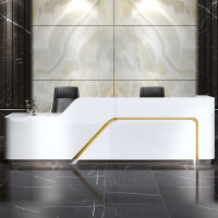 烤漆前台接待台办公室迎宾台美容院培训机构前台桌弧形吧台收银台 1600*600*1050H