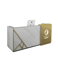 收银台吧台 简约现代柜台美容院仿大理石不锈钢酒店公司前台