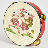 中号16cm 儿童打击乐器羊皮钱鼓幼儿园老师用大小铃鼓塑料新疆舞蹈手鼓