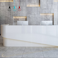 创意弧形美容院酒店服装店 公司吧台收银台迎宾台 弧形 2.2米一个抽屉一个键盘