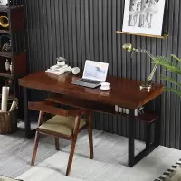 实木书桌 电脑桌台式 家用简易办公桌 美式loft铁艺学生写字学习书桌 桌子