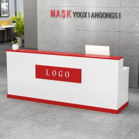 收银台吧台店铺小型柜台桌服装店美容院理发商用前台接待简约现代 白加红