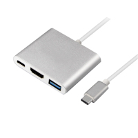 酷比客(L-CUBIC) USB Type-C转HDMI+HUB+供电 转接线银色0.15M