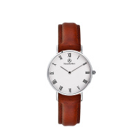 Mercedes-Benz梅赛德斯-奔驰 驰尚系列简约钢壳白面皮带女士石英情侣手表 BZ0201