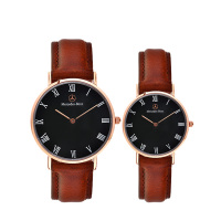 Mercedes-Benz梅赛德斯-奔驰 驰尚系列简约玫金黑面皮带男女石英情侣手表 BZ0103,BZ0203