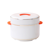 金禹瑞美Remec 描金双盖双耳防渗水炖盅1000毫升(橙色)1个装 隔水炖盅 燕窝炖盅 炖碗