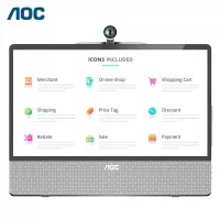 AOC智能会议平板 21.5英寸会议一体机 10点电容触控 广角视频摄像头 内置拾音麦克 IPS触摸显示屏显示器22T1