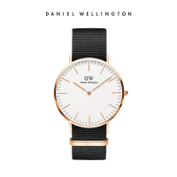 丹尼尔惠灵顿 (DanielWellington)石英表40mm金边黑色尼龙带欧美简约风