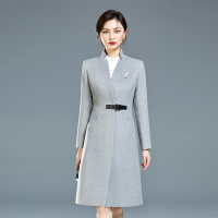 职业装毛呢大衣女中长款商务前台工作服呢子外套珠宝店工装冬加厚