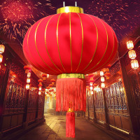 长杆植绒布大红灯笼喜庆灯笼新年春节户外长杆红灯笼80#(下 单前请与客服确认)