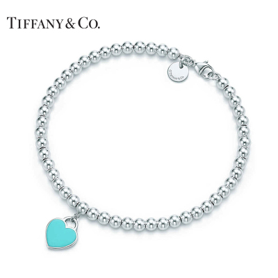 TIFFANY&CO. Return to 系列:Tiffany蒂芙尼轻奢饰品珠式心牌 S925银手链蓝色手链