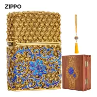 ZIPPO芝宝银镀金打火机正版花开富贵礼盒ZIPPO之宝防风煤油打火机LL-OT204B-0007-C01