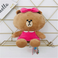 LINE FRIENDS布朗熊毛绒玩具 粉红裙布朗熊丘可(37cm)