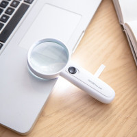 得力9098LED放大镜放大镜手持式高清便携式大小镜头11倍LED灯白色2个/装