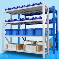 货架仓储家用置物架轻型仓库货架库房展示架金属层架中型重型货物架超市货架 白色-四层-主架 轻型货架