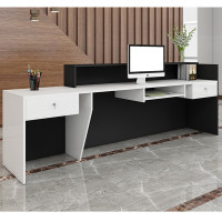 前台接待台办公吧台咨询台收银台前台办公桌迎宾台服务台 白色和黑色 3.0*0.6*1.0右边高