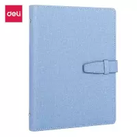 得力(deli)时尚活页扣带皮面本 笔记本 浅蓝色3309