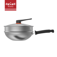 英国EWIWE 炒锅不粘锅316不锈钢蜂窝不粘平底炒菜锅少油烟可铁铲翻炒电磁炉煤燃气通用可立盖锅盖 LV4C32Z
