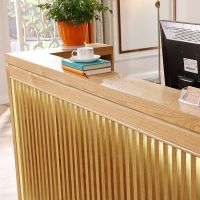 收银台前台复古简约现代创意日式实木柜台中式店铺小型吧台接待台 咖啡色 200x60x100cm