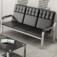 现代简约商业场所接待会客区办公沙发三人位小型客户休息沙发展厅双人沙发特价 黑色 四人位