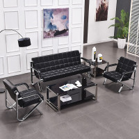 办公沙发会客沙发接待沙发时尚简约商务沙发组合 进口西皮1+1+小茶几