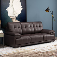 简约现代黑色大款商务会客酒店大堂午睡经理会议接待室双人三人四人位西皮真皮沙发 单人位 头层牛皮