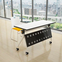 双人员工办公桌学生自由组合多功能长条桌折叠会议桌椅组合可移动带轮 长1800*宽600*高750