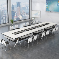 自由组合多功能长条桌折叠会议桌椅组合可移动带轮 组合B型3600*2200*750