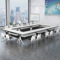 双人员工办公桌学生自由组合多功能长条桌折叠会议桌椅组合可移动带轮 组合A型 4800*1200*750