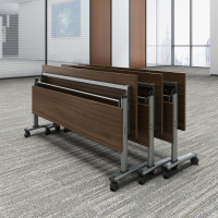 折叠培训桌椅组合长条形桌拼接翻板桌双人移动桌子课桌双层会议桌 1800*500*750