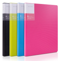 得力5046单强力夹 高档悦彩系列插页袋硬文件夹 加厚诗朗诵签约夹板 蓝色 5本/装