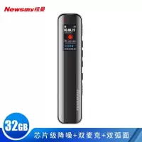 纽曼(Newsmy)录音笔 V19 32G一键录音 音频线转录 微型高清远距降噪录音器 学习培训会议录音速记 深锖色