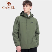 骆驼(CAMEL) 户外男款防风防水抗菌三合一冲锋衣登山外套 A0W218165 军工绿 男 L